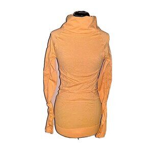 Mondetta Top Women S/M Yellow Cowl Neck Ruched Long Sleeve Jacquard Activewear